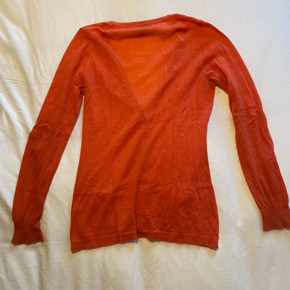 Banana Republic Neon Orange Long Alpaca Blend Cardigan with Gold Buttons, Size M - Picture 3 of 7